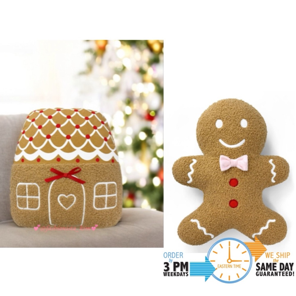 Gingerbread man pillow and gingerbread house pillow bundle NEW christmas decor